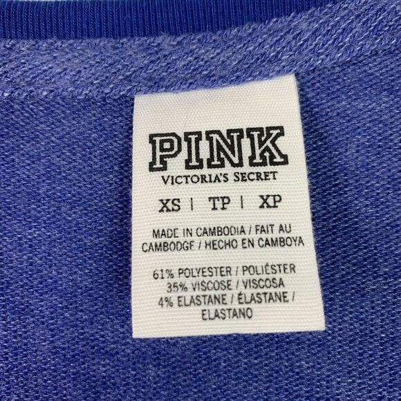 🟣🟣🟣 VICTORIA SECRET PINK Women's Size XS Navy Blue Crew Neck Sweatshirt - Picture 4 of 6